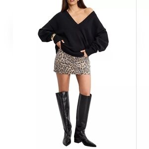 Good American Womens Knit Deep V Neck Sweater S $174